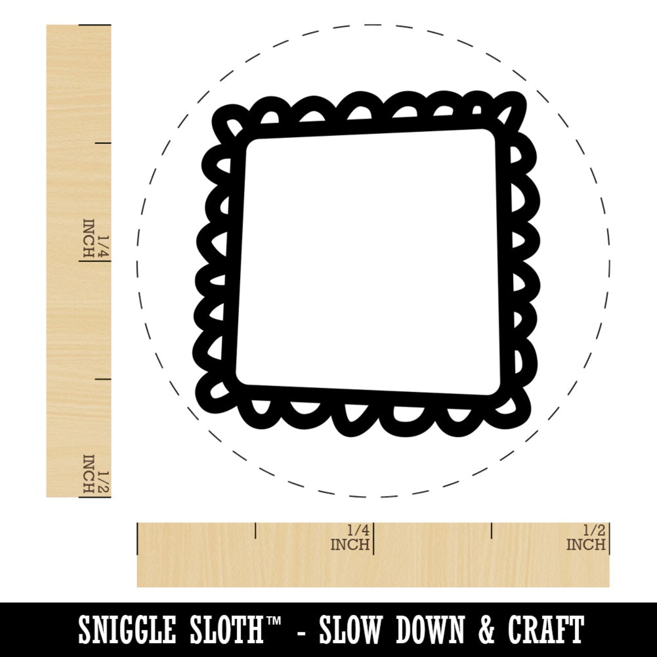 Scalloped Square Frame Doodle Self-Inking Rubber Stamp for Stamping Crafting Planners